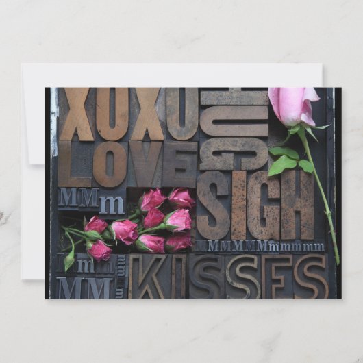 ラブレターの活字での愛の言葉 招待状 (正面)