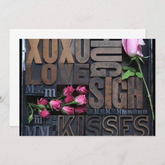 ラブレターの活字での愛の言葉 招待状 (正面/裏面)