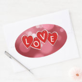 ラブレターの赤いハート 楕円形シール (封筒)