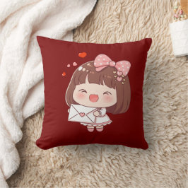 ラブレターを持つかわいい女の子 クッション