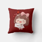 ラブレターを持つかわいい女の子 クッション (裏面)