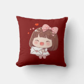 ラブレターを持つかわいい女の子 クッション (正面)