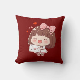 ラブレターを持つかわいい女の子 クッション