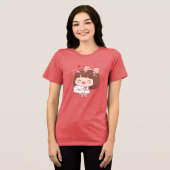 ラブレターを持つかわいい女の子 トライブレンドTシャツ (正面全面)