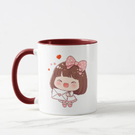 ラブレターを持つかわいい女の子 マグカップ