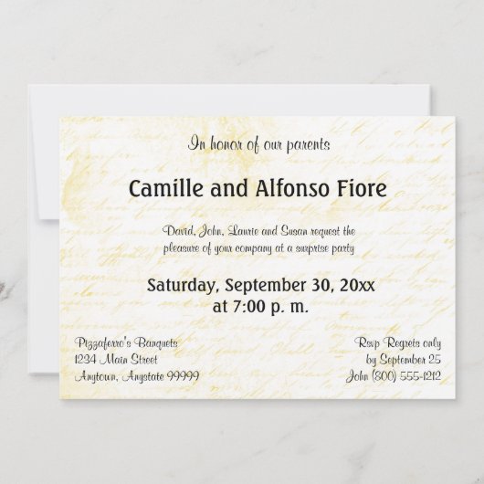 ラブレターズゴールデンアンバージャーパーティの招待状 招待状 (裏面)