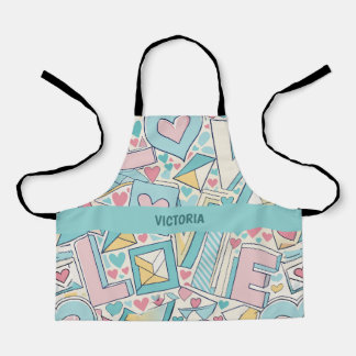 ラブレターパステルカスタム模様 エプロン