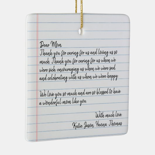 ラブレターパーソナライズされた手書きクリスマス セラミックオーナメント (右)