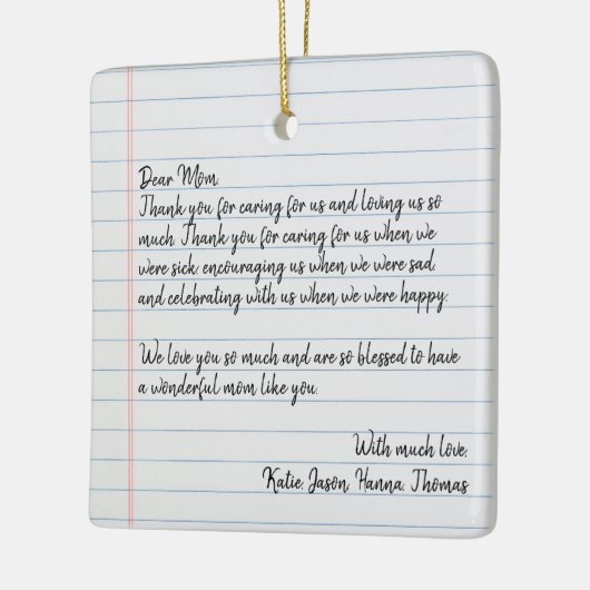 ラブレターパーソナライズされた手書きクリスマス セラミックオーナメント (左)