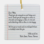 ラブレターパーソナライズされた手書きクリスマス セラミックオーナメント (正面)