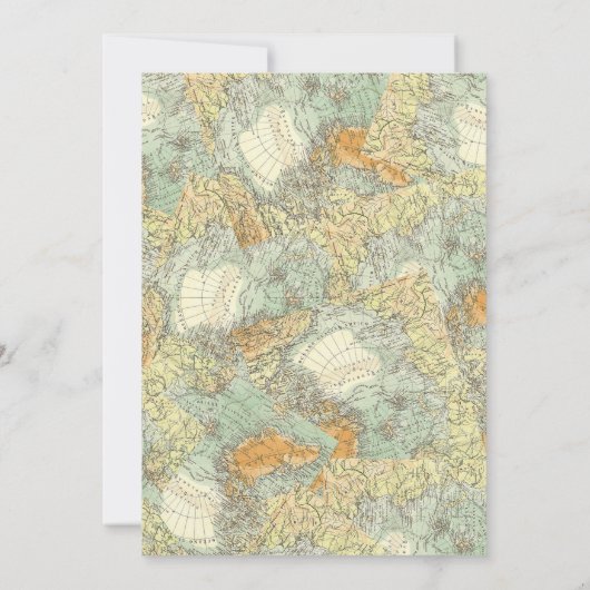 ラブレターヴィンテージマップボホチャームマイクロ結婚ズ 招待状 (裏面)