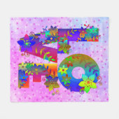 ラブレター単語フローラ虹の花 フリースブランケット (正面(横))