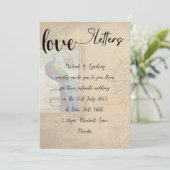 ラブレター手書きヴィンテージ結婚孔雀 招待状 (スタンド正面)