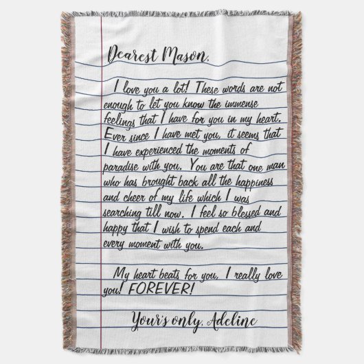 ラブレター贈り物夫妻毛布 スローブランケット (正面縦)