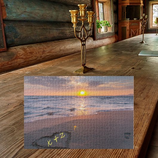 ラブレター(あなたのイニシャル)サンドサンセットビーチ ジグソーパズル