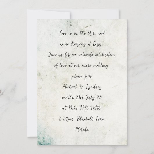 ラブレターMICRO結婚の手書き困窮 招待状 (正面)