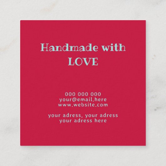 ラブレッドで手作りのコルチェットcorlorful糸 スクエア名刺 (裏面)