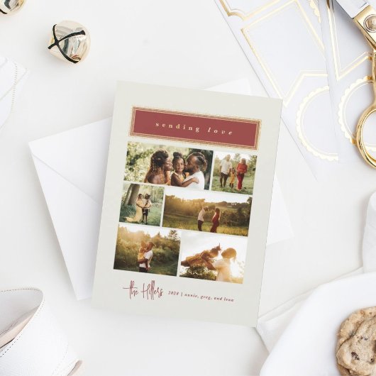 ラブレッドと金ゴールドコラージュ家族の送信 シーズンカード