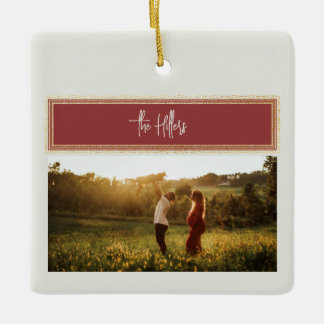 ラブレッドと金ゴールドコラージュ家族の送信 セラミックオーナメント