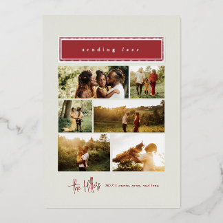 ラブレッドと金ゴールドコラージュ家族の送信 箔シーズンカード