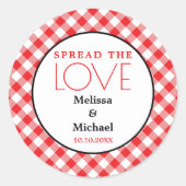 ラブレッドギンガム結婚式の引き出物 ラウンドシール (正面)