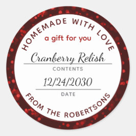 ラブレッドクリスマスフードラベル付き自家製 ラウンドシール