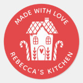 ラブレッドクリスマスラウンドスクラシックスティックで作られる ラウンドシール (正面)