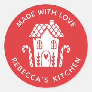 ラブレッドクリスマスラウンドスクラシックスティックで作られる ラウンドシール