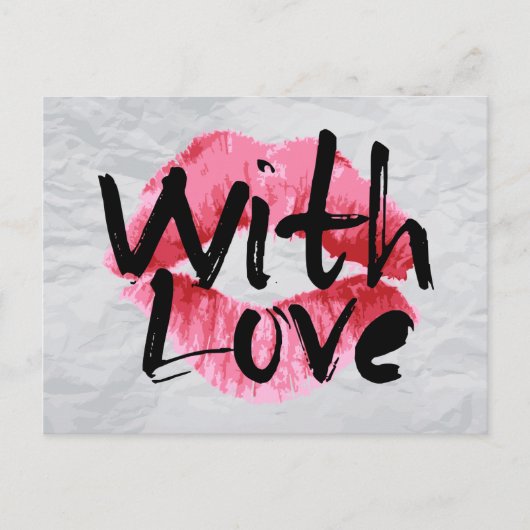 ラブレッドピンクリップスティック結婚キス記念日 ポストカード (正面)