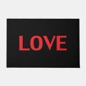 ラブレッドブラックミニマルタイポグラフィ モダン ドアマット (正面)