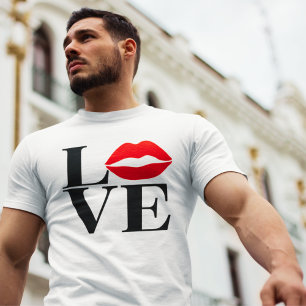 ラブレッドリップボーイフレンドモダンTシャツキス Tシャツ