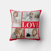 ラブレッドロマンチック4写真コラージバレンタインデー クッション (裏面)