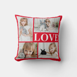 ラブレッドロマンチック4写真コラージバレンタインデー クッション