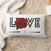 ラブレッドローズバレンタインデギフト ランバークッション (ブランケット)