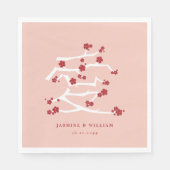 ラブレッド中国のさくらんぼ花婚約シャワー スタンダードランチョンナプキン (正面)