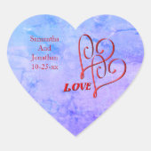 ラブレッド絡み合ったハートパーソナライズされたズ結婚ズ ハートシール (正面)