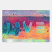 ラブレトロヒッパイブルーレッドオレンジボヘミアンカントリー ラッピングペーパーシート (正面)