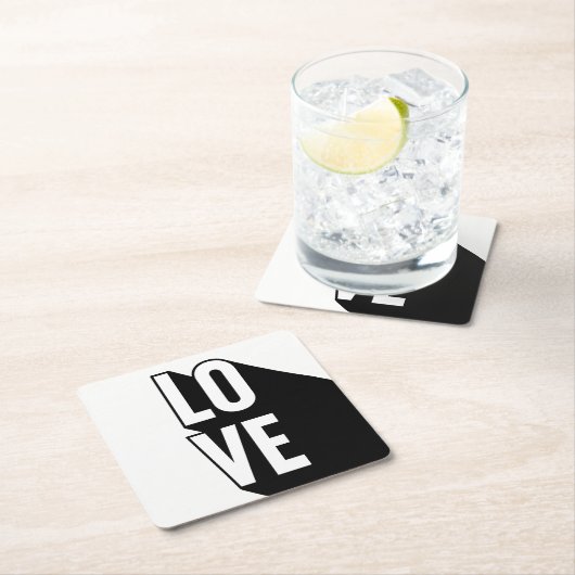 ラブレトロロングシャドウタイポグラフィ スクエアペーパーコースター (インサイチュ)