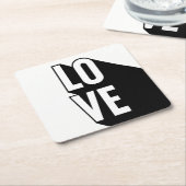 ラブレトロロングシャドウタイポグラフィ スクエアペーパーコースター (アングル)