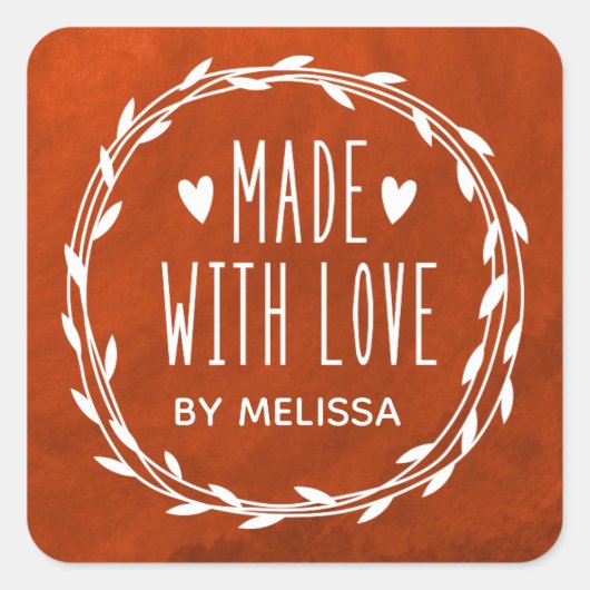 ラブレベルで作った赤い水色 スクエアシール (正面)