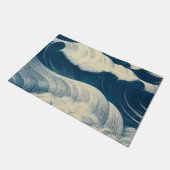 ラブレ日本のーブウェーブヴィンテージアートブルー ドアマット (アングル)