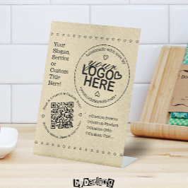 ラブロゴカスタム付き手作りQRコード素朴 台座サイン