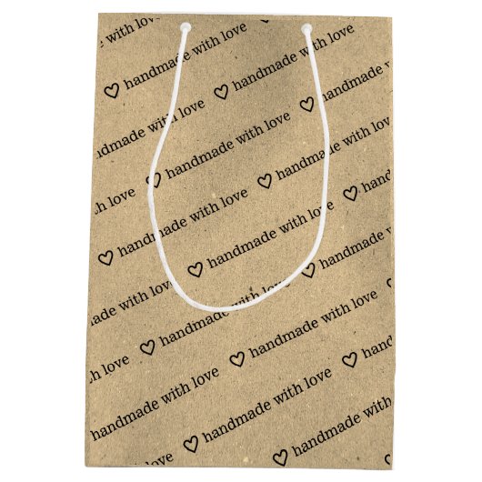 ラブロゴカスタム付き手作素朴りモダン ミディアムペーパーバッグ (裏面)