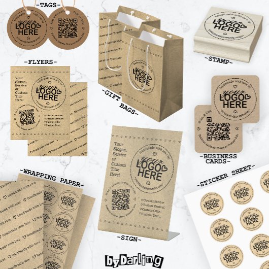 ラブロゴカスタム付き手作素朴りモダン ラッピングペーパーシート