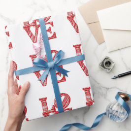 ラブロゴ包装紙、バレンタインデーの贈り物 ラッピングペーパー