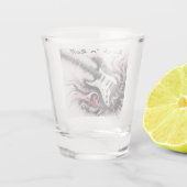 ラブロックNロール電気ギターミュージックブラックピンク ショットグラス (裏面)