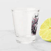 ラブロックNロール電気ギターミュージックブラックピンク ショットグラス (左)