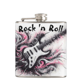 ラブロックNロール電気ギターミュージックブラックピンク フラスク