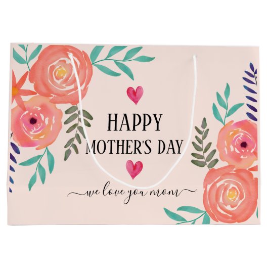 ラブロパーソナライズされたマンチマザーズデイ抱き枕 ラージペーパーバッグ (裏面)