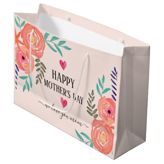 ラブロパーソナライズされたマンチマザーズデイ抱き枕 ラージペーパーバッグ (正面アングル)